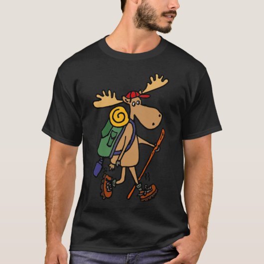 Funny Moose Hiking moe lui T-shirt (Voorkant)
