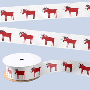 Funny Moose Holiday Red en White Lint