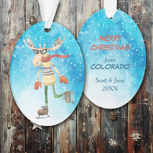 Funny Moose Ice Skater Colorado