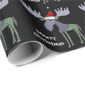 Funny Moose in Santa Hat Cadeaupapier (Rol Hoek)