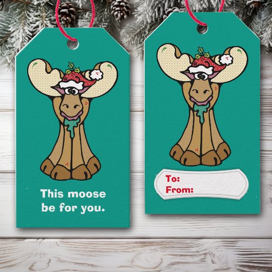 Funny Moose is voor kerstmis Cadeaulabel