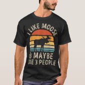 Funny Moose Lover Retro Sunset Design T-shirt (Voorkant)