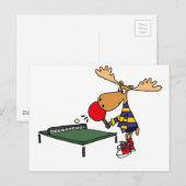 Funny Moose Palling Table Tennis Cartoon Briefkaart (Voorkant / Achterkant)