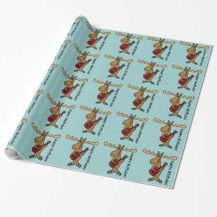 Funny Moose Plays Guitar Birthday Giftwrap Cadeaupapier