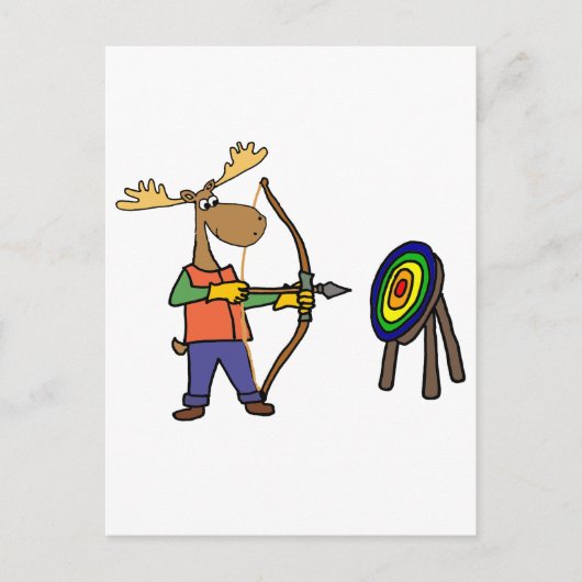 Funny Moose Practicing Archery Briefkaart (Voorkant)