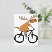 Funny Moose Riding Bicycle Briefkaart (Staand voorkant)
