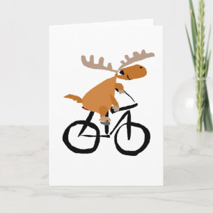 Funny Moose Riding Bicycle Feestdagen Kaart