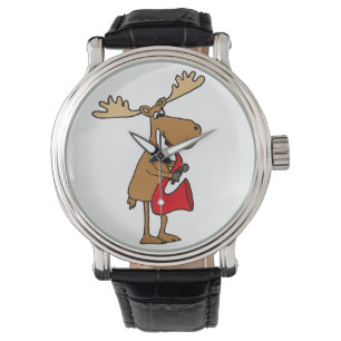 Funny Moose speelt Red Saxophone Art Horloge