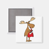 Funny Moose speelt rode saxofoon kunst Magneet (Voorkant / Achterkant)