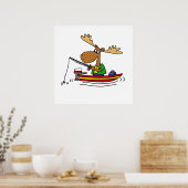 Funny Moose Vist Cartoon Poster (Keuken)