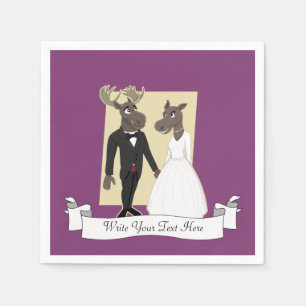 Funny Moose Wedding Cartoon Servetten