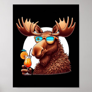 Funny Moose Zomer Vakantie Sungles Heren Dames Mo Poster