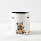 Funny Morning Capybara Mug | Café doré mignon (Centre)