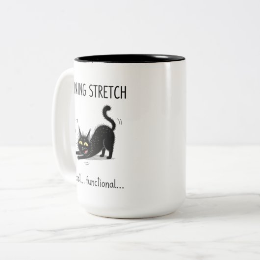 Funny Morning Stretch Almost Functional Cat Mug (Devant gauche)