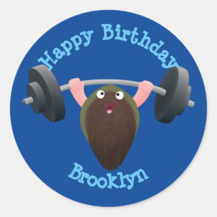 Funny mossel die cartoon illustreert ronde sticker