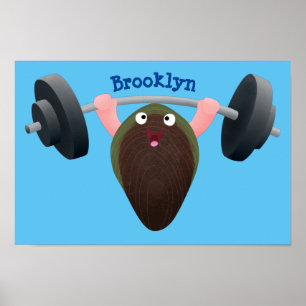 Funny mossel die cartoon illustreren poster