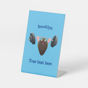 Funny mossel die cartoon illustreren reclamebord met voetstuk