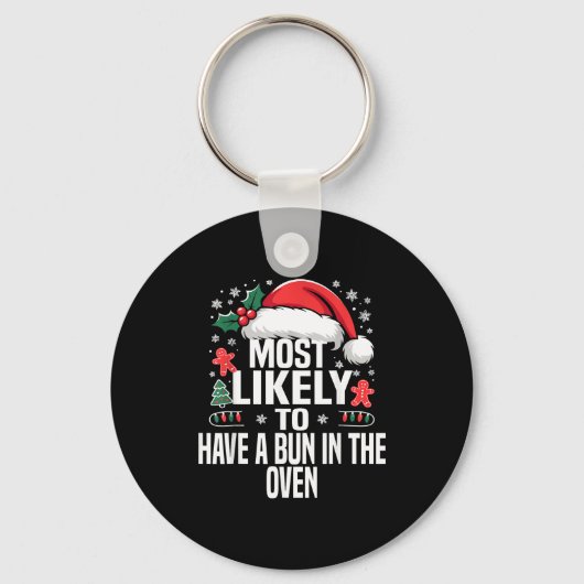 Funny Most Likely To Christmas Family Pajama Match Sleutelhanger (Voorkant)