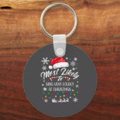 Funny Most Likely To Christmas Singing Long Sleeve Sleutelhanger (Voorkant)