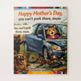 Funny Mother's Day jigsaw puzzle cat dog car crash Legpuzzel
