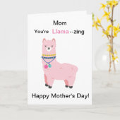 Funny Mother's Day Llama Kaart (Gele Bloem)