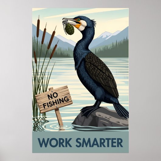 Funny motivational 'Work Smarter' quote poster (Voorkant)