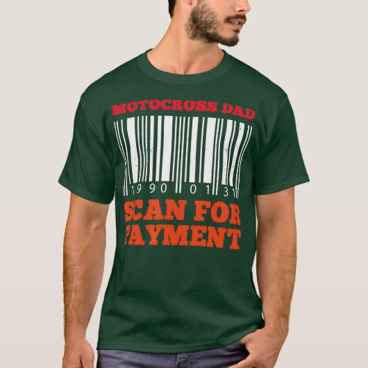 Funny Motocross Pap Scan for Payment Barcode T-shirt (Voorkant)