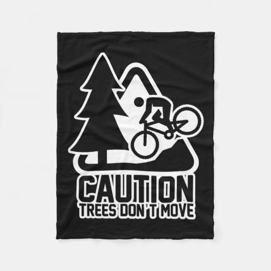 Funny Mountain Biking Warning - Caution Trees Do N Fleece Deken (Voorkant)