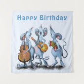 Funny Mouse Band Tapestry Happy Birthday To You Wandkleed (Voorkant)
