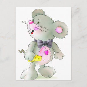 Funny Mouse met kaas Briefkaart