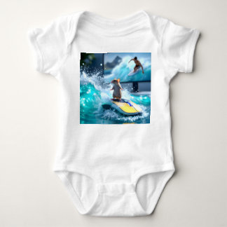 Funny Mouse Surfing Digital Waves and Cute mice Romper