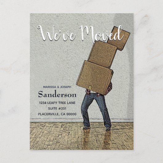 Funny Moving Boxes We hebben ons verplaatst Aankondigingskaart (Voorkant)