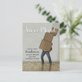 Funny Moving Boxes We hebben ons verplaatst Aankondigingskaart (Staand voorkant)