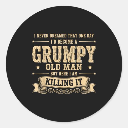 Funny Mpy Old Man  Ronde Sticker (Voorkant)