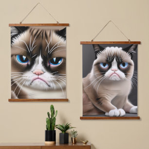 Funny Mr. en Mrs Angry Cats Hangend Wandkleed