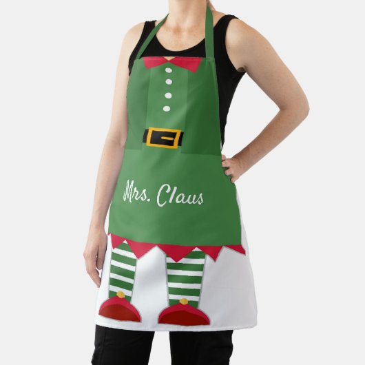 Funny Mrs Claus-kerstgroen en Red Custom Schort (Insitu)