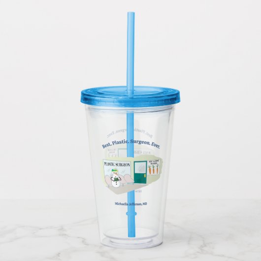 Funny Ms Frosty bij plastisch chirurg cartoon Acryl Drinkbeker (Voorkant)