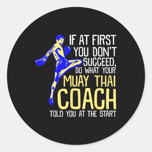 Funny Muay Thai Coach Boxing Design  Ronde Sticker (Voorkant)