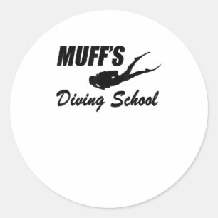 Funny muff's duikschool ronde sticker