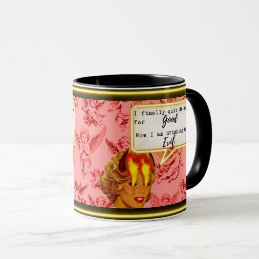 Funny Mug Coffee Best Friend Gift "Good/Evil" (Devant droit)