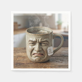 Funny Mug Face with Tea Bag and Quote Servet