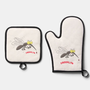 Funny mug insect cartoon illustratie ovenwant & pannenlap set