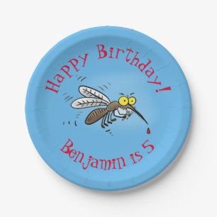 Funny mug insect cartoon illustratie papieren bordje