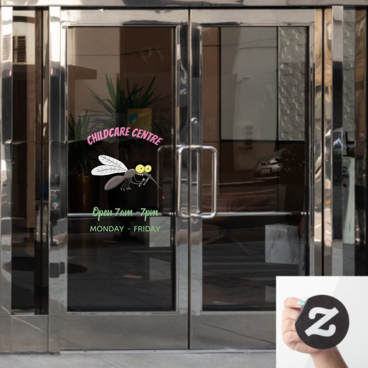 Funny mug insect cartoon illustratie raamsticker (Kantoordeur)