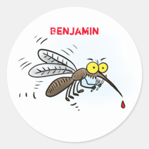 Funny mug insect cartoon illustratie ronde sticker