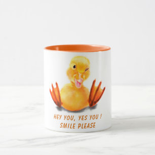 Funny Mug met Playful Ducking Smile - Jouw tekst Mok