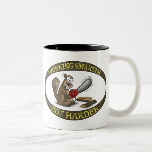 Funny Mug: Slimmer werken is geen Harder Tweekleurige Koffiemok (Rechts)