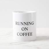 Funny mug states "RUNNING ON COFFEE" (Devant)
