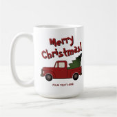 Funny mug with old red truck and Christmas tree (Gauche)