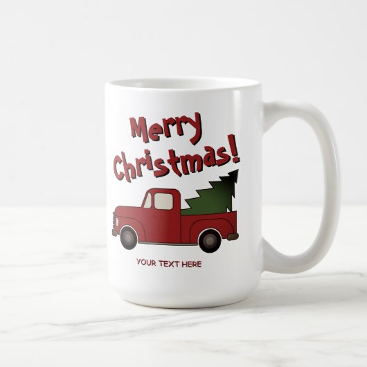 Funny mug with old red truck and Christmas tree (Droite)